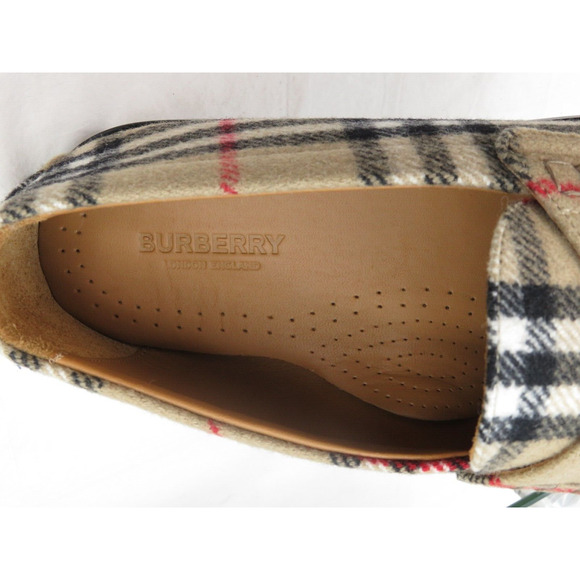 $790 BURBERRY HACKNEY BEIGE CHECK WOOL PENNY LOAFERS 10 US 43 ITALY - Picture 10 of 14